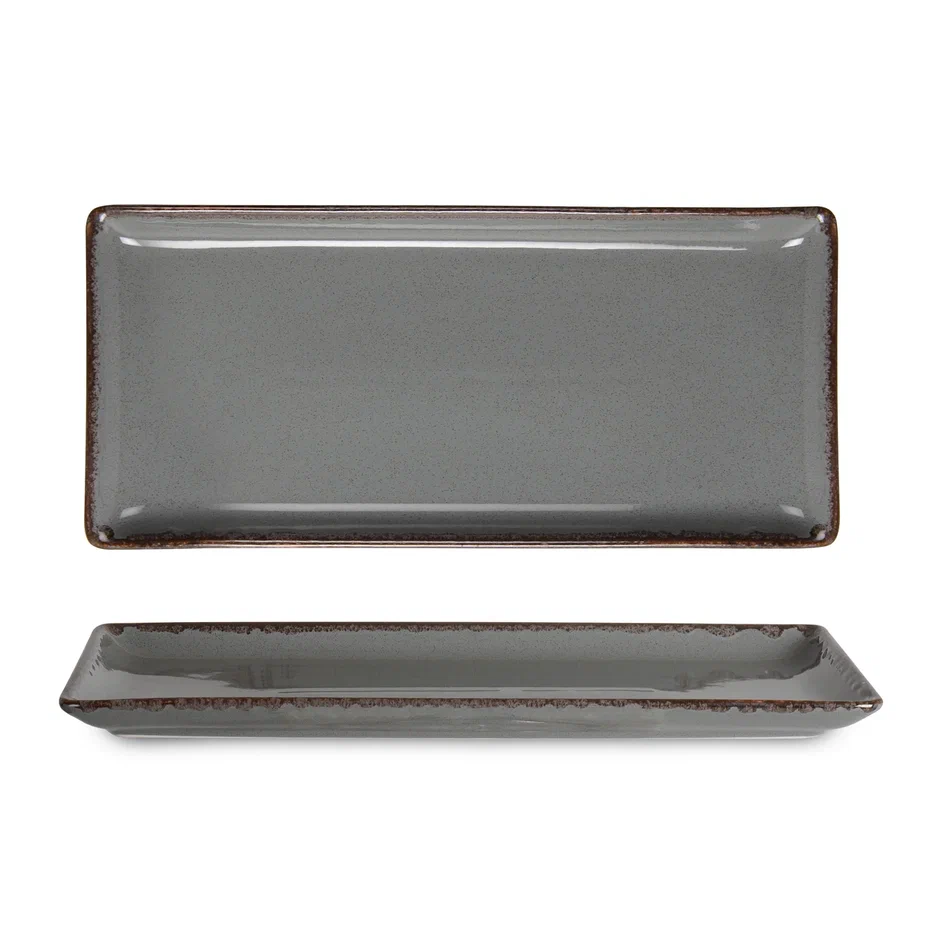Rinart Porselen Grey Flora Dikdörtgen Servis Tabağı 33 cm