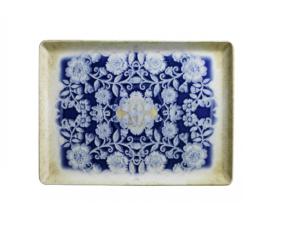 Kütahya Porselen Blue Blanc Düz Tabak 35x26 cm