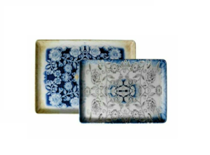 Kütahya Porselen Blue Blanc Düz Tabak 35x26 cm