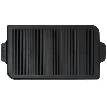 Lava Döküm Dikdörtgen Izgara Çift Yön Hot Plate Döküm Demir Yekpare Çift Kulplu 26x47 cm