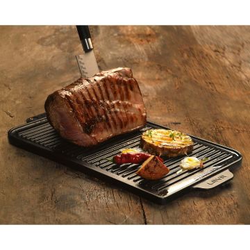 Lava Döküm Dikdörtgen Izgara Çift Yön Hot Plate Döküm Demir Yekpare Çift Kulplu 26x47 cm