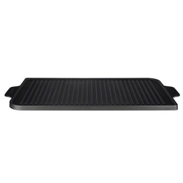 Lava Döküm Dikdörtgen Izgara Çift Yön Hot Plate Döküm Demir Yekpare Çift Kulplu 26x47 cm