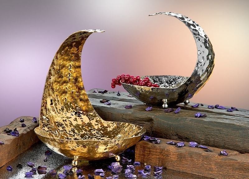 Güren Metal Bera Kuyruklu Yuvarlak Sunumluk 26x30 cm
