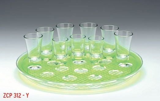 Alkan Polycarbonat Tepsili Shot Servisi Yeşil 21’li - Ø 34 cm