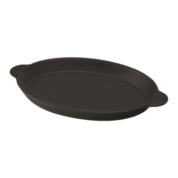 Lava Döküm Oval Fajita Tabağı Döküm Demir Yekpare Çift Kulplu 18x24 cm