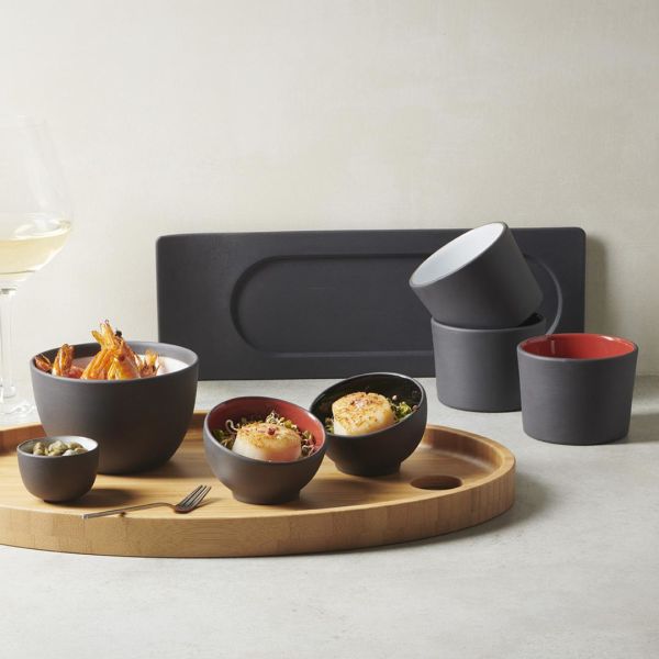 Revol İçi Beyaz Dışı Siyah Solid Tapas Kase