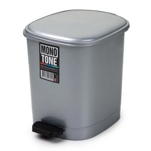Bora Plastik Mono Tone Pedallı Köşeli Çöp Kovası Gri 5 L - BO639