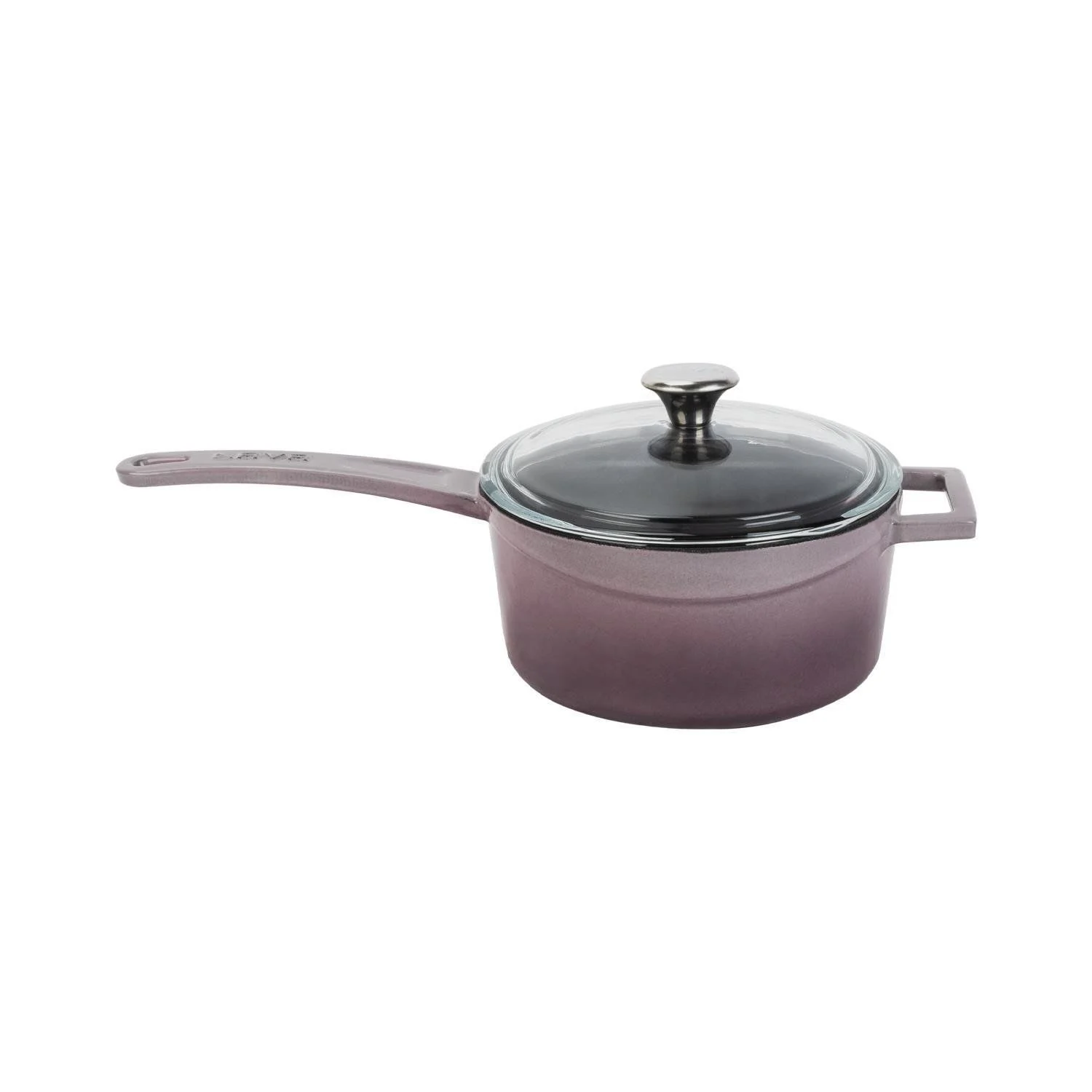 Lava Döküm Yuvarlak Sos Tenceresi Cam Kapaklı - Metal Saplı Glaze Serisi 1,35 lt Mor