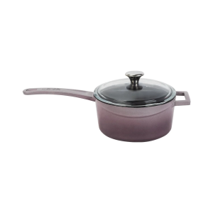Lava Döküm Yuvarlak Sos Tenceresi Cam Kapaklı - Metal Saplı Glaze Serisi 1,35 lt Mor
