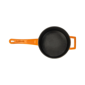 Lava Döküm Yuvarlak Sos Tenceresi Cam Kapaklı - Metal Saplı Glaze Serisi 1,35 lt Turuncu