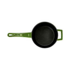 Lava Döküm Yuvarlak Sos Tenceresi Cam Kapaklı - Metal Saplı Glaze Serisi 1,35 lt Yeşil