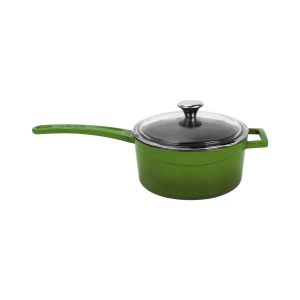 Lava Döküm Yuvarlak Sos Tenceresi Cam Kapaklı - Metal Saplı Glaze Serisi 1,35 lt Yeşil