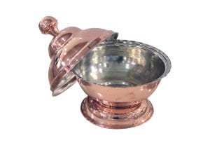 Bakır Ayaklı-Kapaklı Çok Amaçlı Kase Ø 30 cm h:17 cm