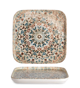 Rinart Porselen Aztec Nordic Dikdörtgen Verano Düz Tabak 16,5x16,5 cm