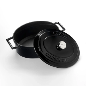Lava Döküm Oval Tencere Folk Serisi 3,9 lt Siyah