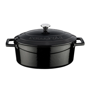 Lava Döküm Oval Tencere Folk Serisi 3,9 lt Siyah
