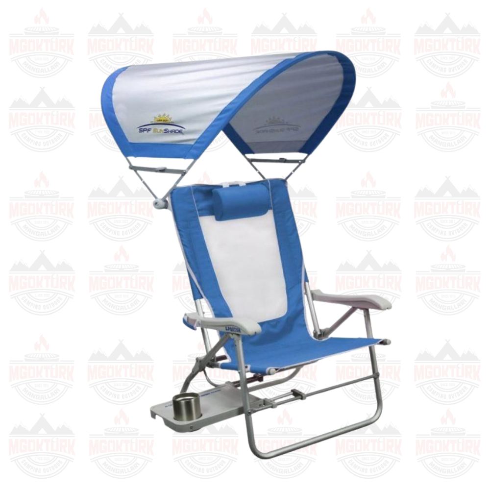 SunShade Big Surf 4 Kademeli Güneşlikli Katlanır Plaj Sandalyesi MAVİ