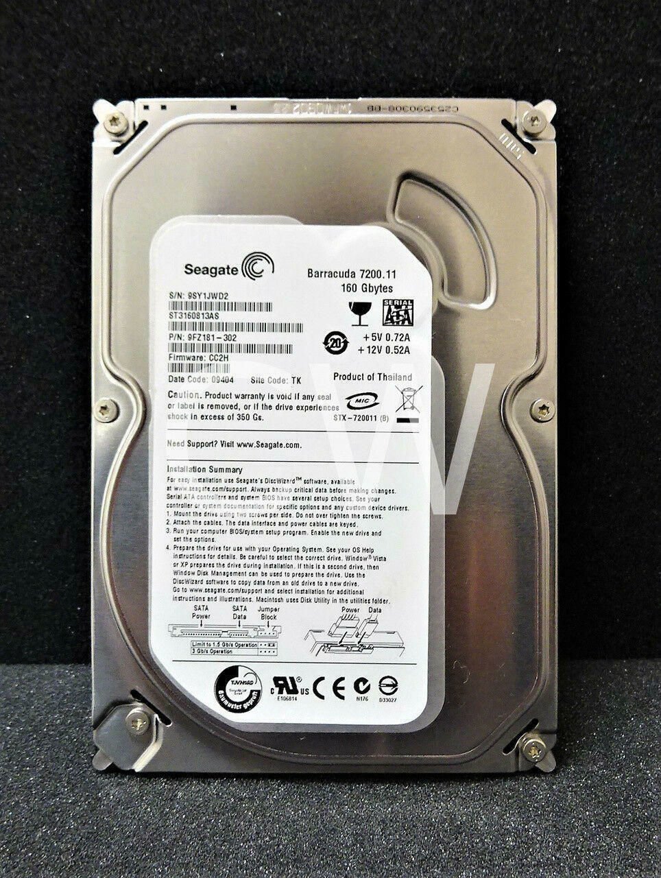 Seagate 160GB 7.2K RPM 3Gb/s 3.5'' SATA HDD Hard Drive ST3160813AS