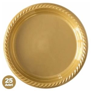 Gold Plastik Tabak 25'li 22 cm