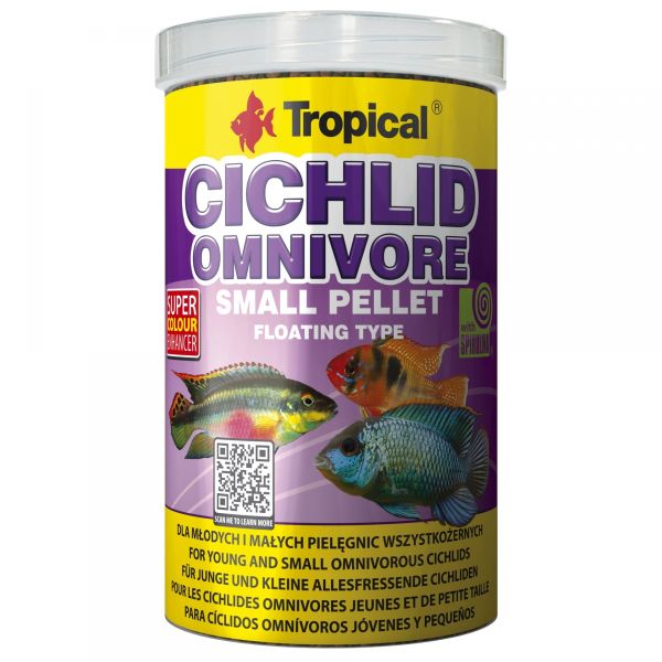 Tropical Cichlid Omnivore Small Pellet Akvaryum Balık Yemi 250 ml