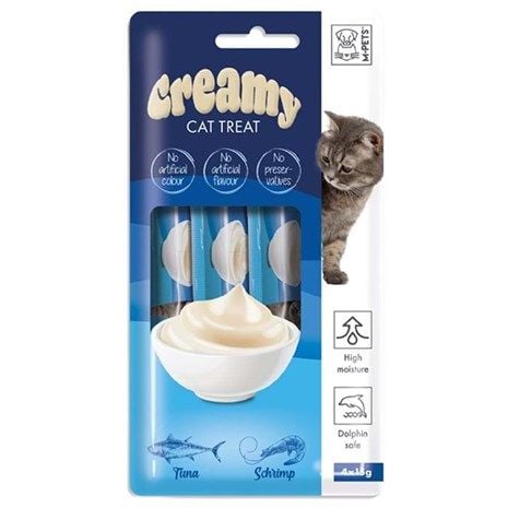 M-Pets Creamy Ton Balıklı Karidesli Sıvı Kedi Ödülü 4x15 gr