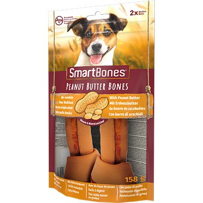 SmartBones Orta Irk Köpekler İçin Yer Fıstıklı 2'li Çiğneme Kemikleri 158 gr