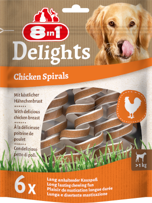 8in1 Delights Chicken Spirals Tavuklu Burgu 6'lı Köpek Ödülü