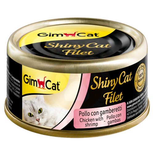 GimCat ShinyCat Kıyılmış Fileto Tavuklu ve Karidesli Konserve Yetişkin Kedi Maması 70 gr