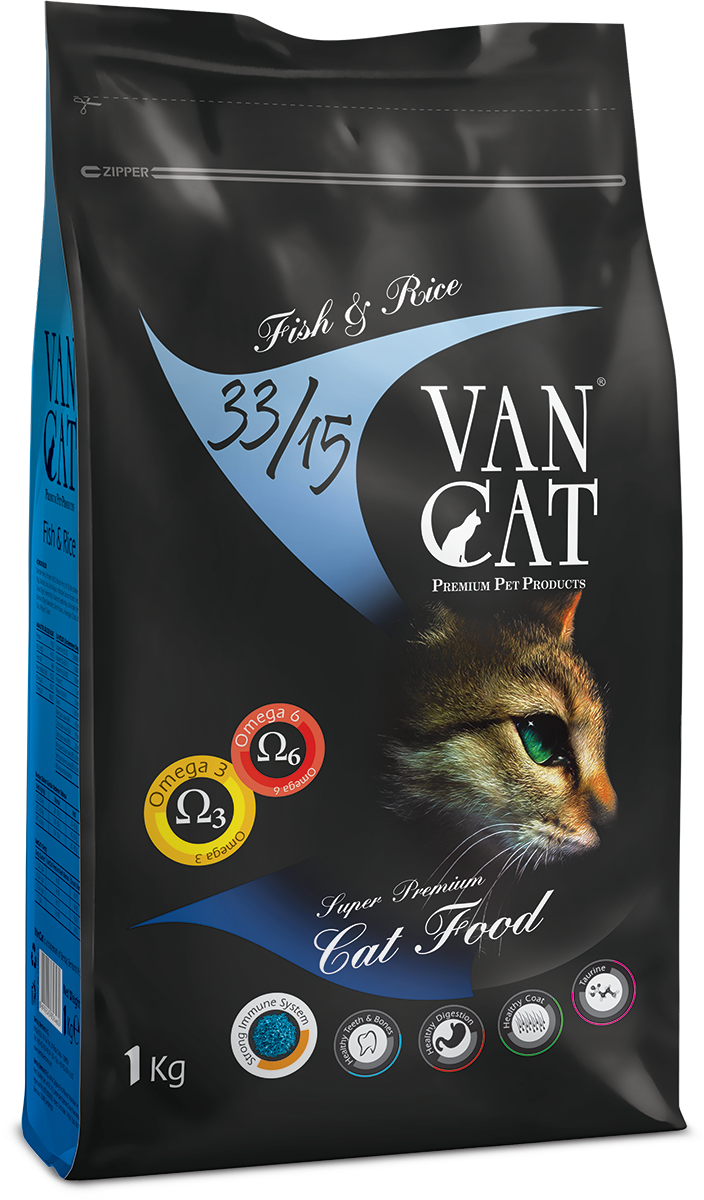 VanCat Balık - Pirinç Kedi Maması 1 Kg