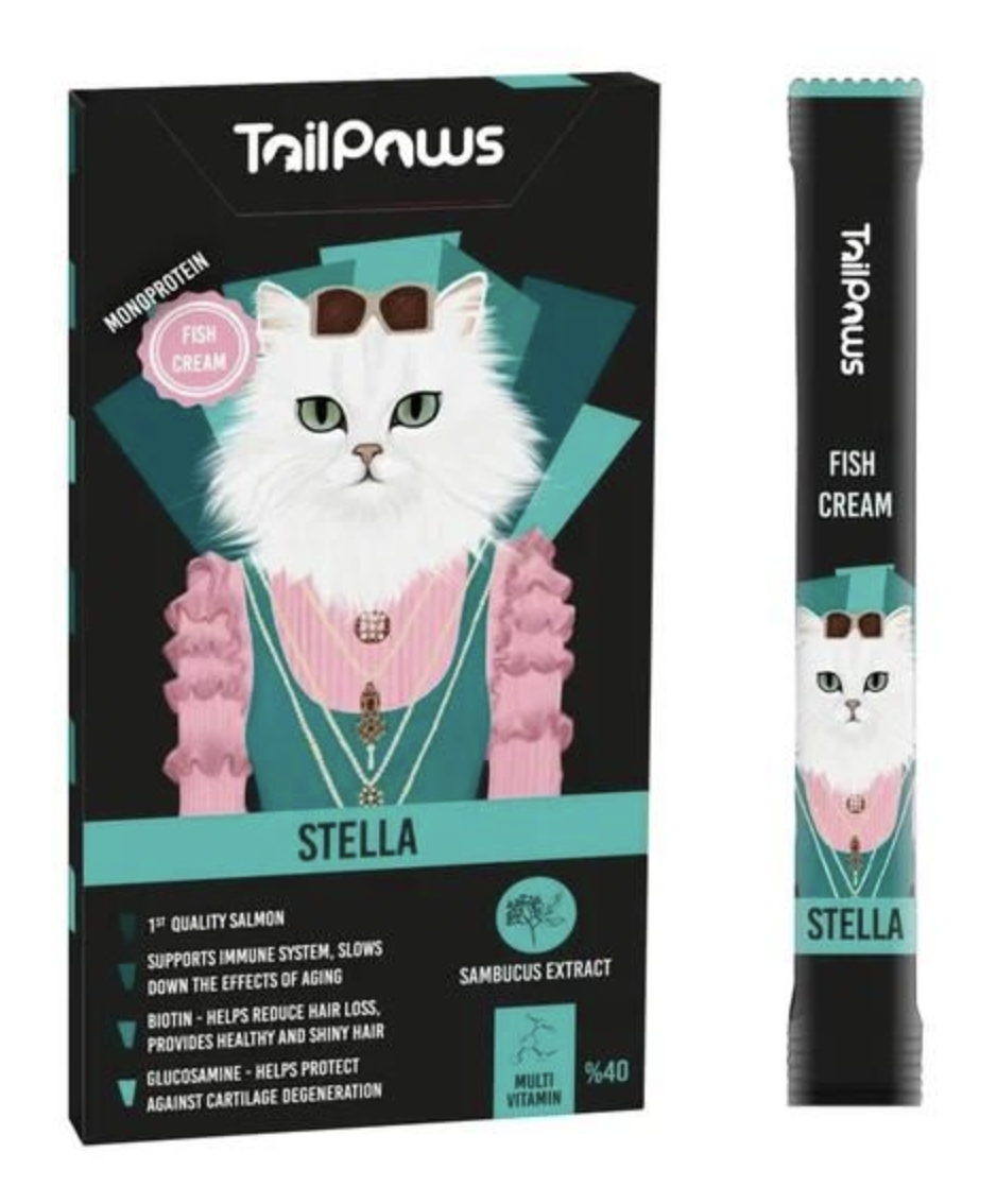 TailPaws Stella Multivitamin Somon Balıklı Sıvı Kedi Ödülü 5x15 gr
