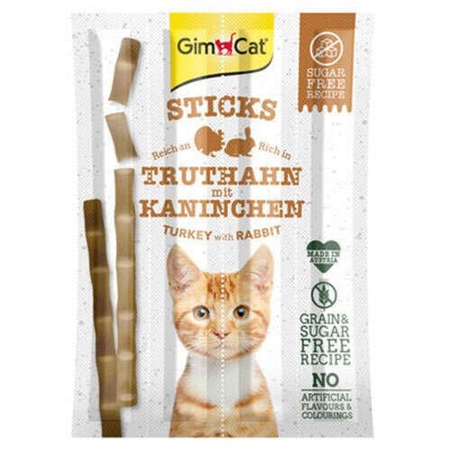 GimCat Hindi ve Tavşan Etli Tahılsız Kedi Ödül Çubukları 4x5 gr
