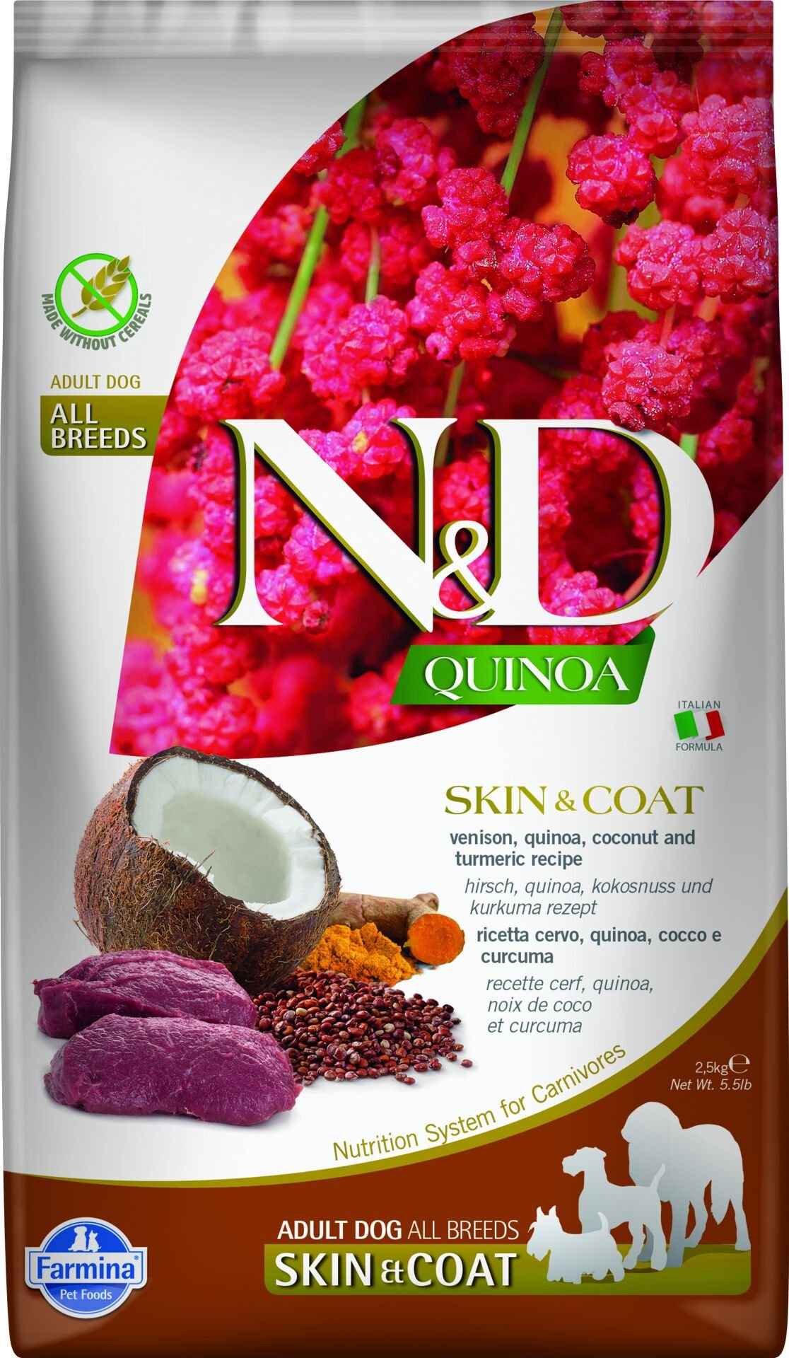 N&D Quinoa Skin&Coat Geyik Etli Kinoalı Hindistan Cevizli Yetişkin Köpek Maması 2,5 Kg