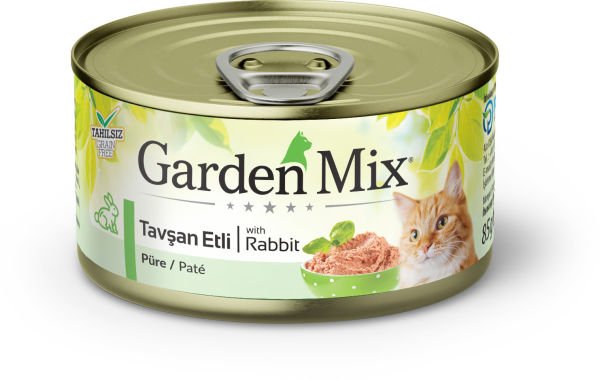 Garden Mix Kıyılmış TavşanlıTahılsız Konserve Kedi Maması 85 Gr