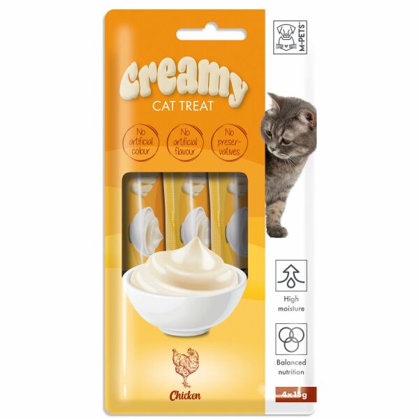 M-Pets Creamy Tavuklu Sıvı Kedi Ödülü 4x15 gr