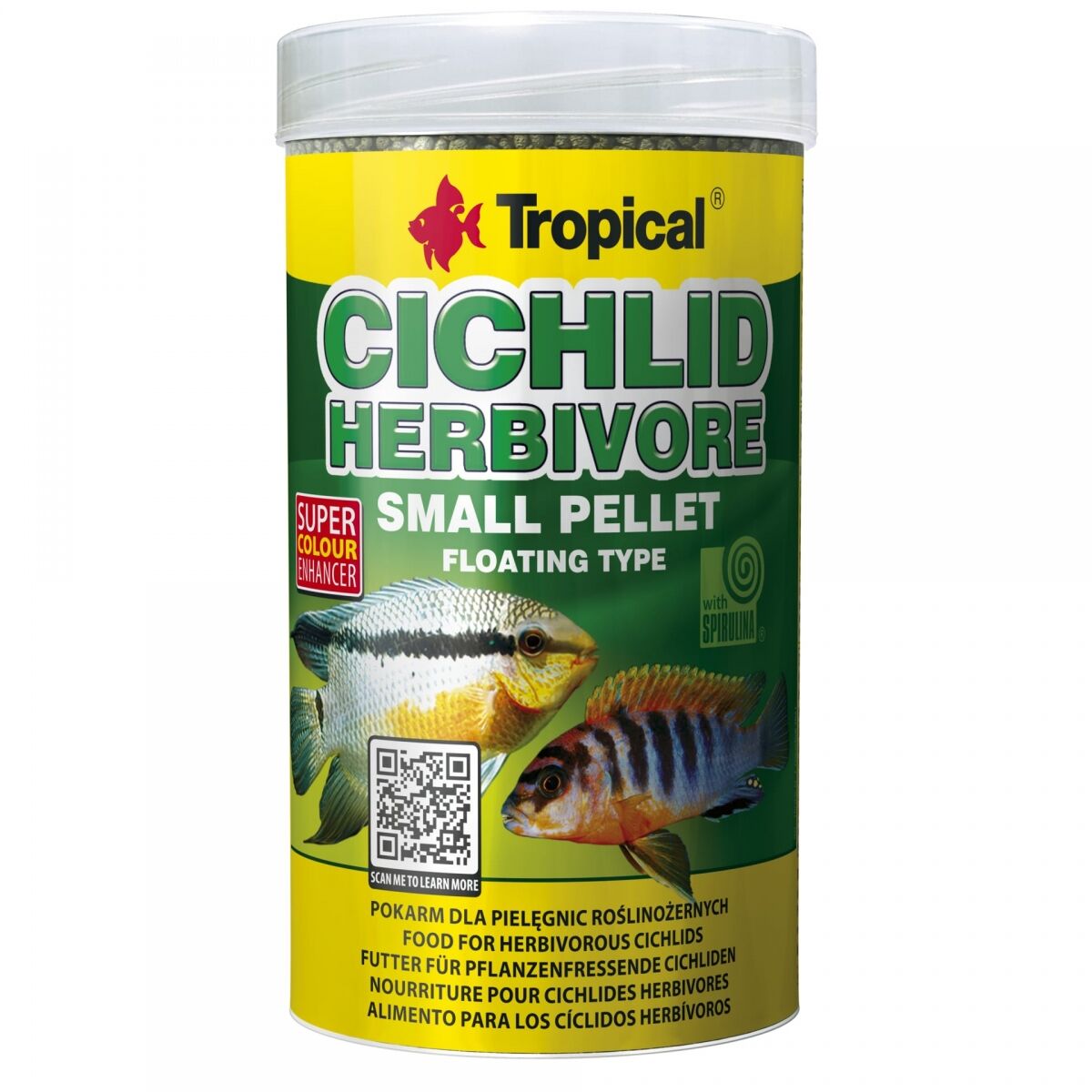 Tropical Cichlid Herbivore Small Pellet Akvaryum Balık Yemi 1000 ml