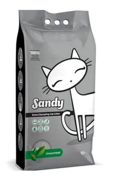 Sandy Sodyum Bentonit Ultra Topaklaşan Kokusuz Doğal Kedi Kumu 10 Kg