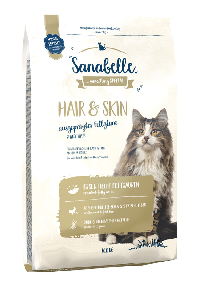 Sanabelle Hair & Skin Parlak Tüyler İçin Yetişkin Kedi Maması 10 Kg
