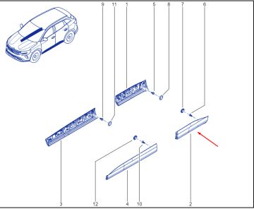 Austral Sol Arka Kapı Bandı Çıtası 2022-> 828213826R - Renault Mais