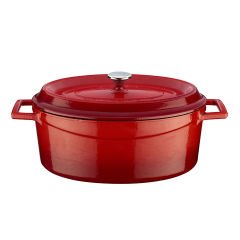 Lava Cast Oval Pot Size 21x27cm. Trendy Series - Red