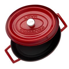 Lava Cast Oval Pot Size 21x27cm. Trendy Series - Red