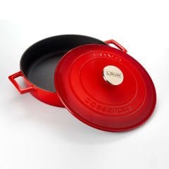 Lava Cast Multi-Purpose Flat Pot Diameter(Ø)28 cm. Folk Series - Red