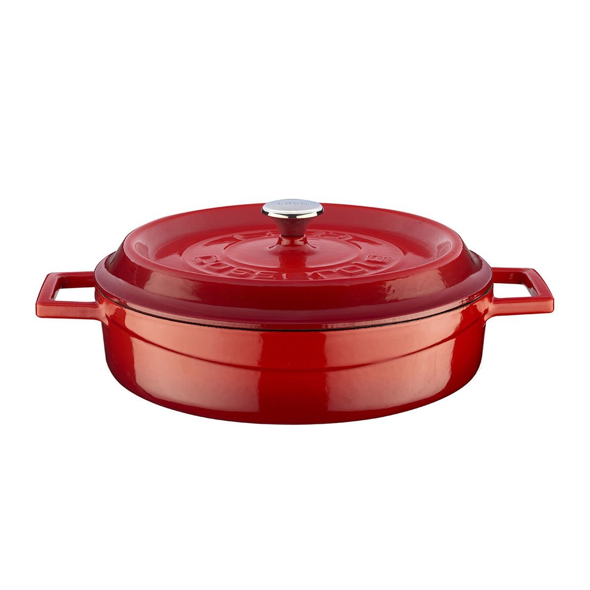 Lava Casting Multi-Purpose Flat Pot Diameter (Ø)24 cm. Trendy Series - Red