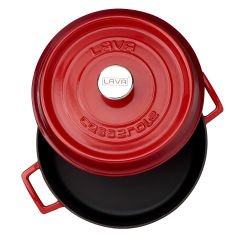 Lava Casting Multi-Purpose Flat Pot Diameter (Ø)28 cm. Trendy Series - Red