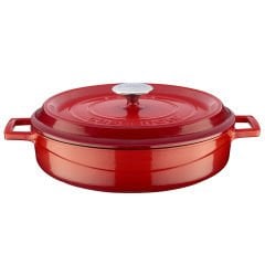 Lava Casting Multi-Purpose Flat Pot Diameter (Ø) 32 cm. Trendy Series - Red