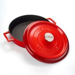 Lava Casting Multi-Purpose Flat Pot Diameter (Ø) 32 cm. Trendy Series - Red