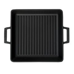 Lava Cast Square Grill Pan Size 26x26cm. Cast Iron Solid Double Handle