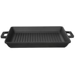 Lava Cast Rectangular Grill Pan 26x32cm. Cast Iron Solid Double Handle Measure