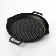 Lava Casting Round Grill Pan Diameter (Ø)26cm. Cast Iron Solid Double Handle