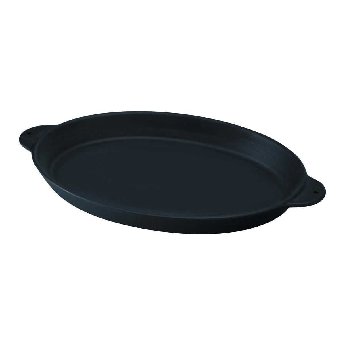 Lava Cast Oval Fajita Pan 18x24cm. Cast Iron Solid Double Handle Measure