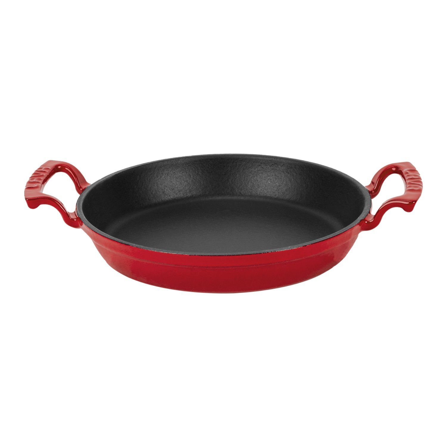 Lava Casting Round Bowl Diameter (Ø)16cm. Cast Iron Solid Double Handle - Red